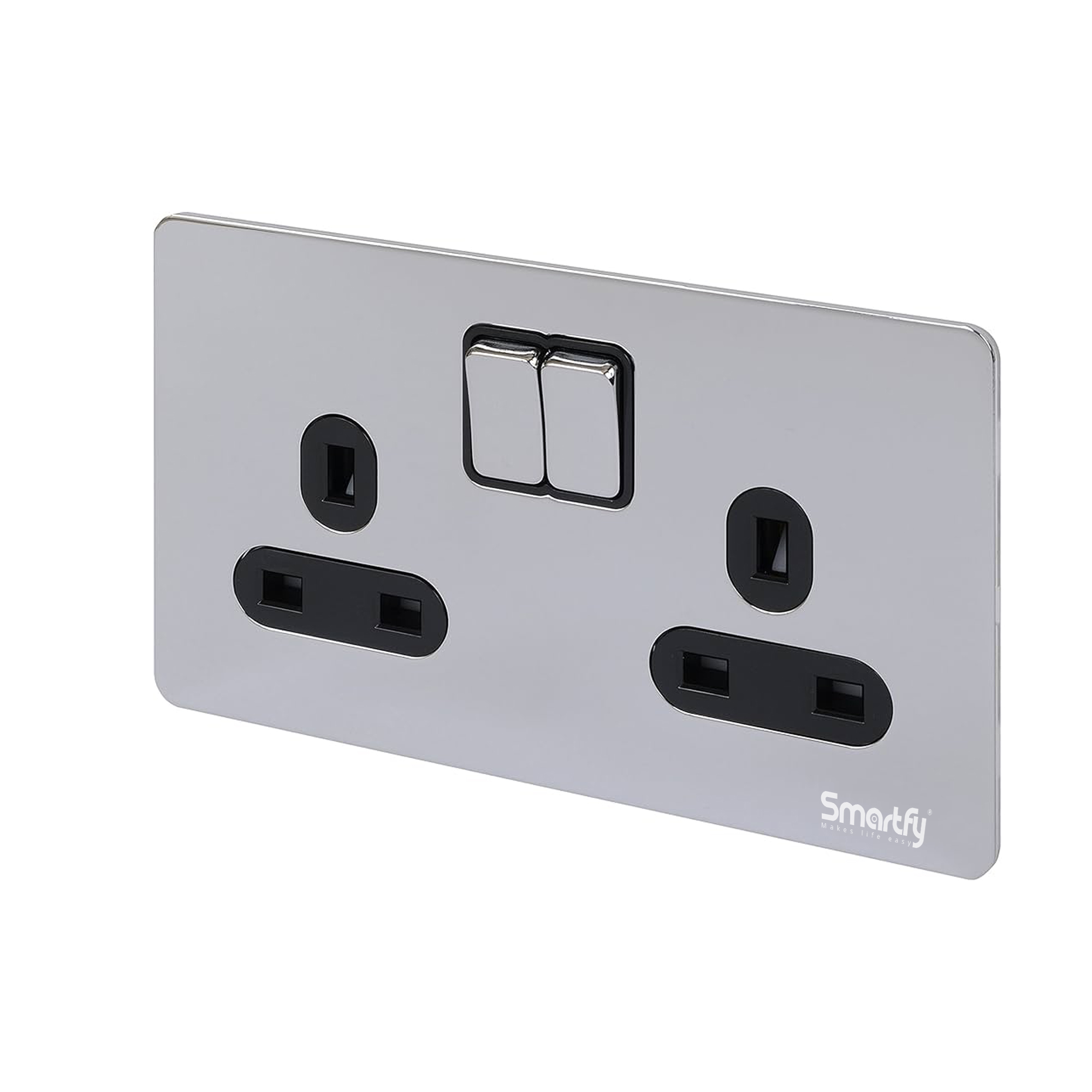 SMARTFY Double UK Socket with USB & Type-C | Stainless Steel 13A - Image 2