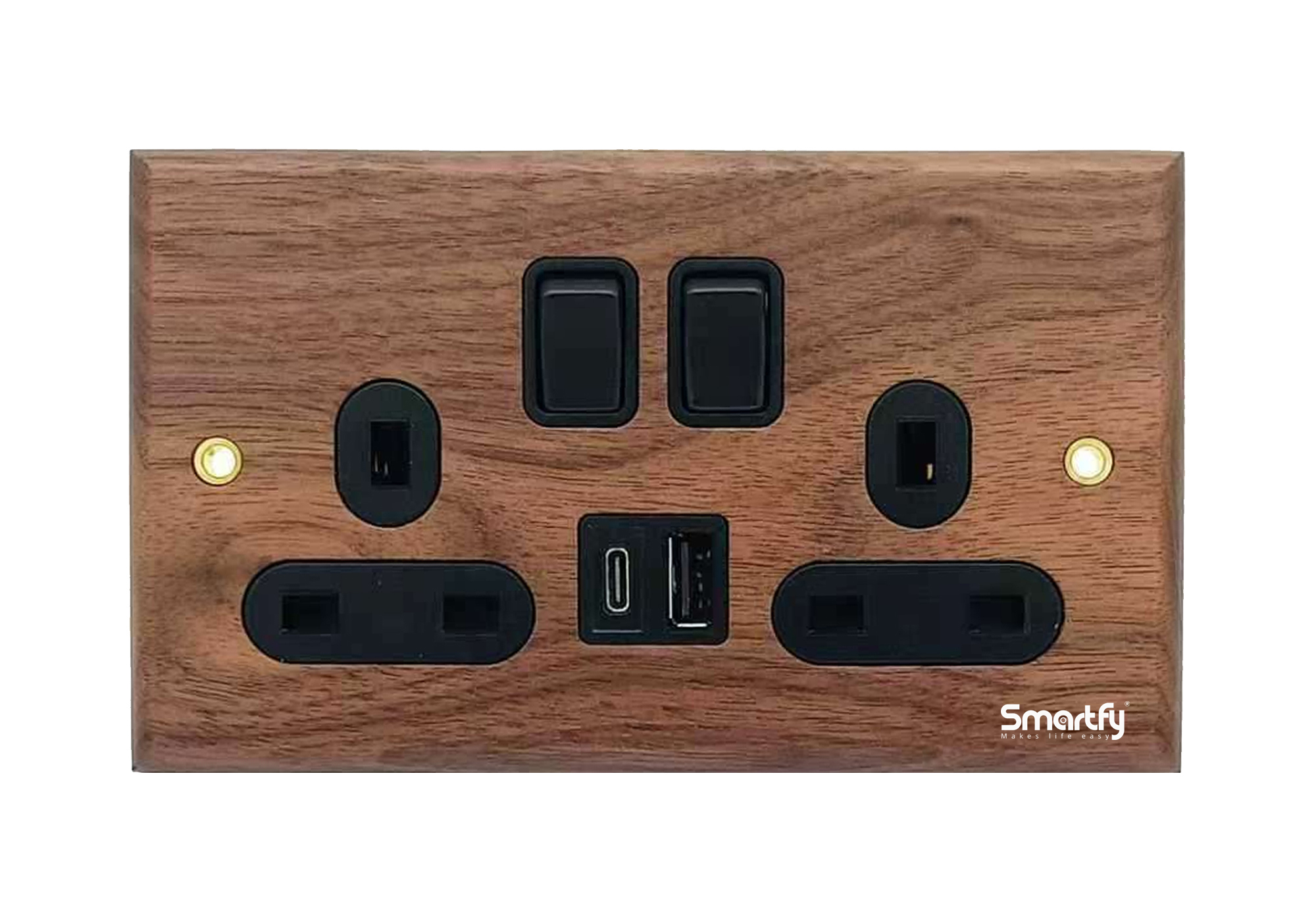 SMARTFY Double UK Switched Socket with USB + Type-C