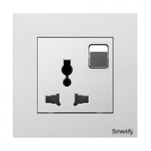 SMARTFY 3 Pin Universal Socket with Switch | Aluminum D8B High-Voltage Wall Socket