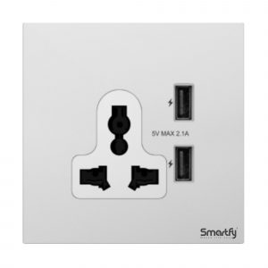 SMARTFY Universal Socket with Dual USB (C + A, Normal Charge) | Aluminum D8B High-Voltage Wall Socket