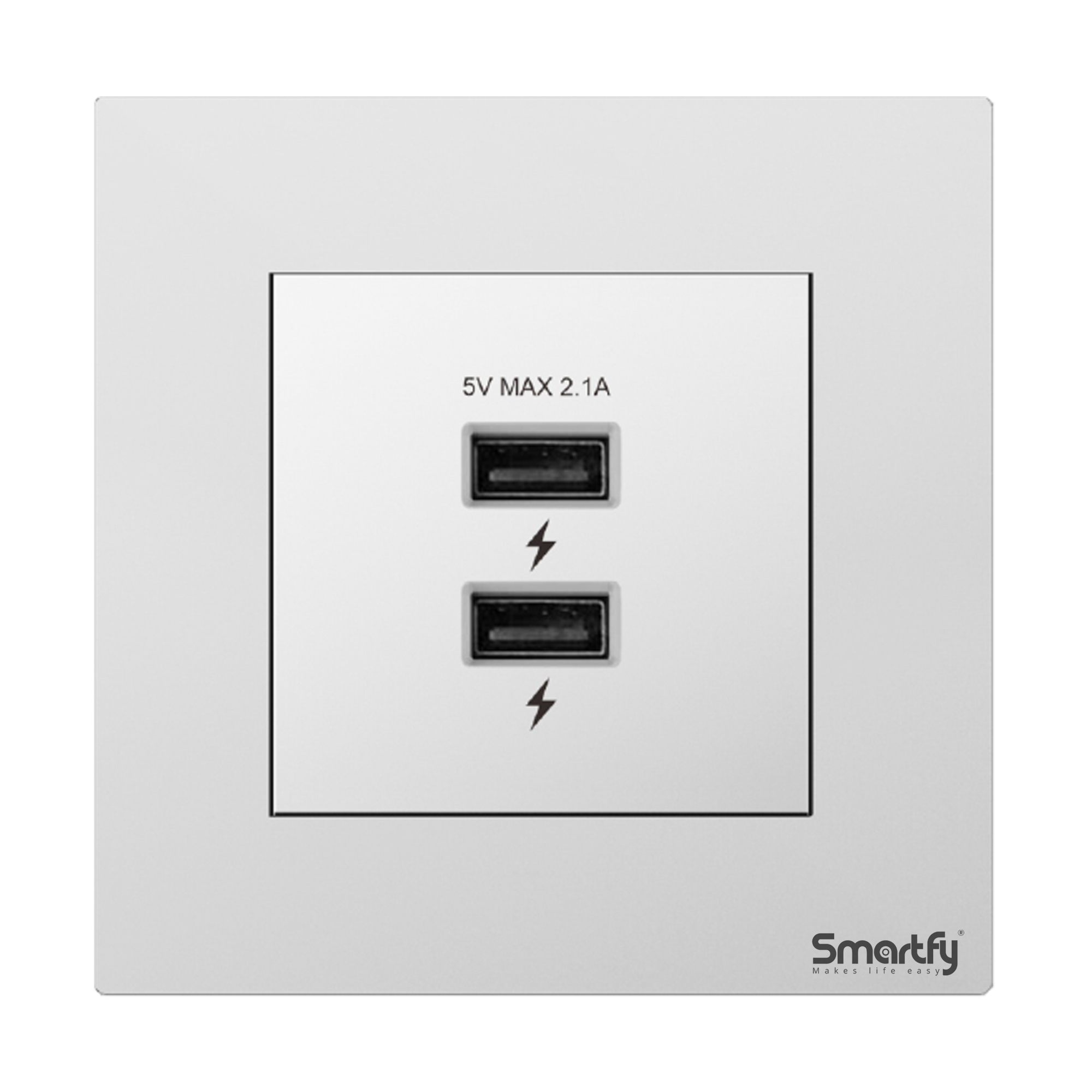 SMARTFY Dual USB Socket (Normal Charge) | Aluminum D8B High-Voltage Wall Socket