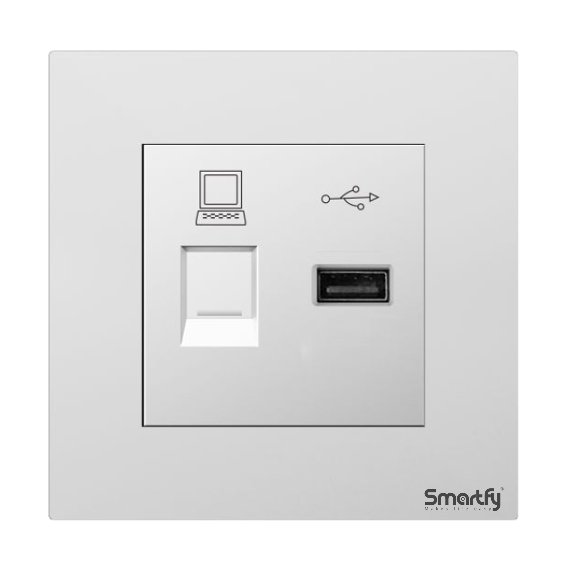 SMARTFY Data & USB Socket | Aluminum D8B Ethernet & USB Wall Socket