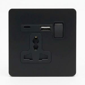 SMARTFY B Series Wall Socket with USB Type-A & Type-C – Black Stainless Steel