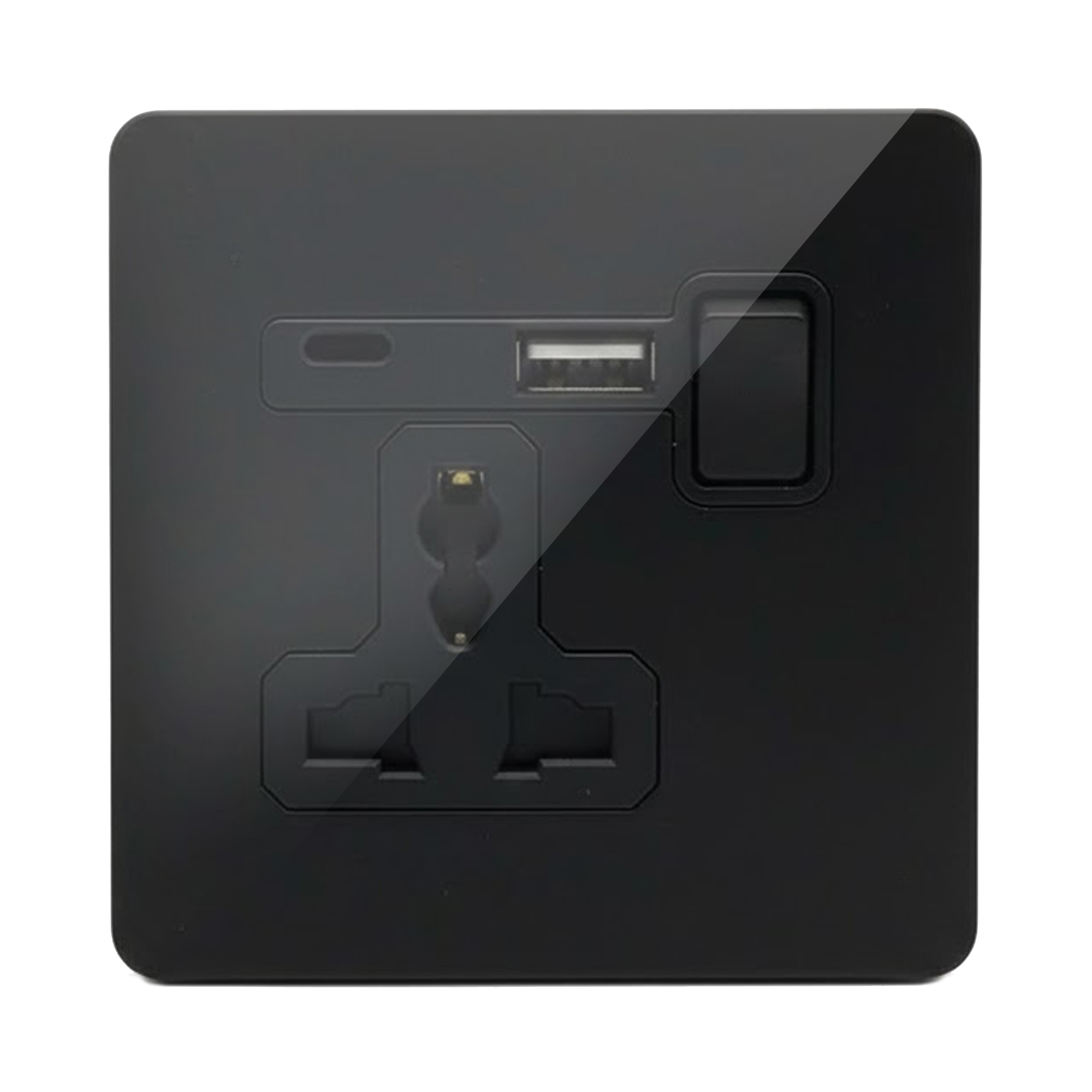 SMARTFY A Series Wall Socket – USB Type-A & Type-C, Black Stainless Steel