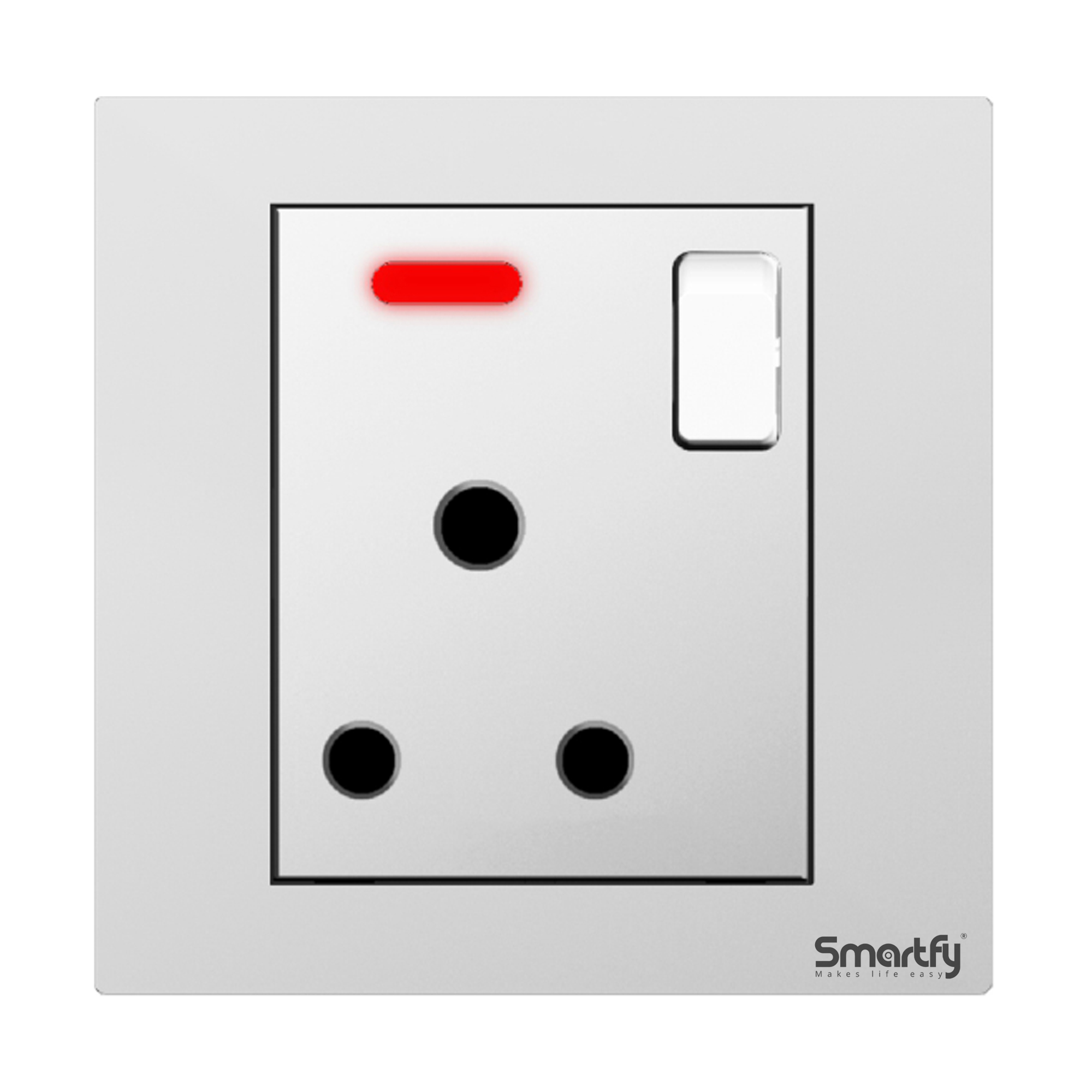 SMARTFY 15A BS Socket with Switch & Neon | Aluminum D8B Series High-Voltage Wall Socket