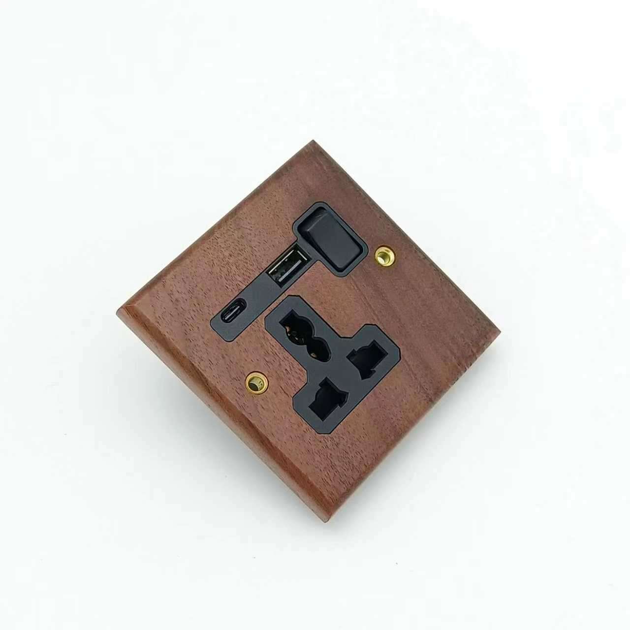 SMARTFY W Series Wall Socket with USB Type-A & Type-C – Black Walnut, 13A, Hotel & Home Use - Image 2