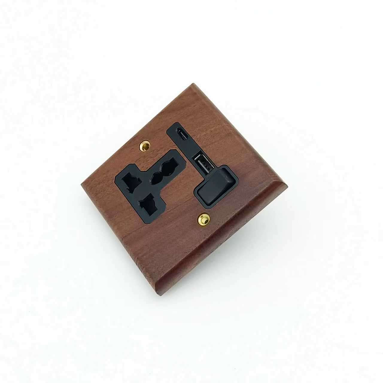 SMARTFY W Series Wall Socket with USB Type-A & Type-C – Black Walnut, 13A, Hotel & Home Use - Image 3