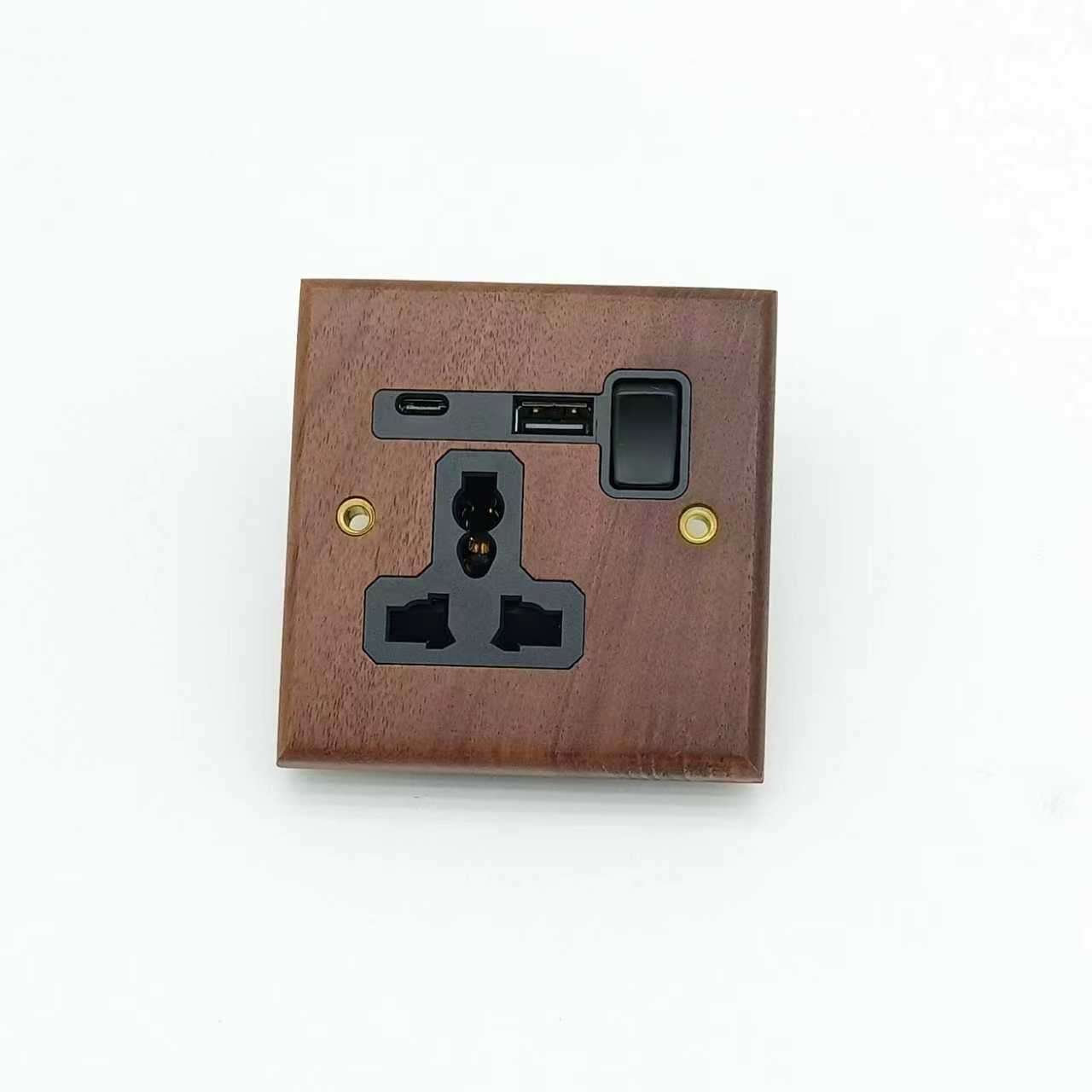SMARTFY W Series Wall Socket with USB Type-A & Type-C – Black Walnut, 13A, Hotel & Home Use - Image 4