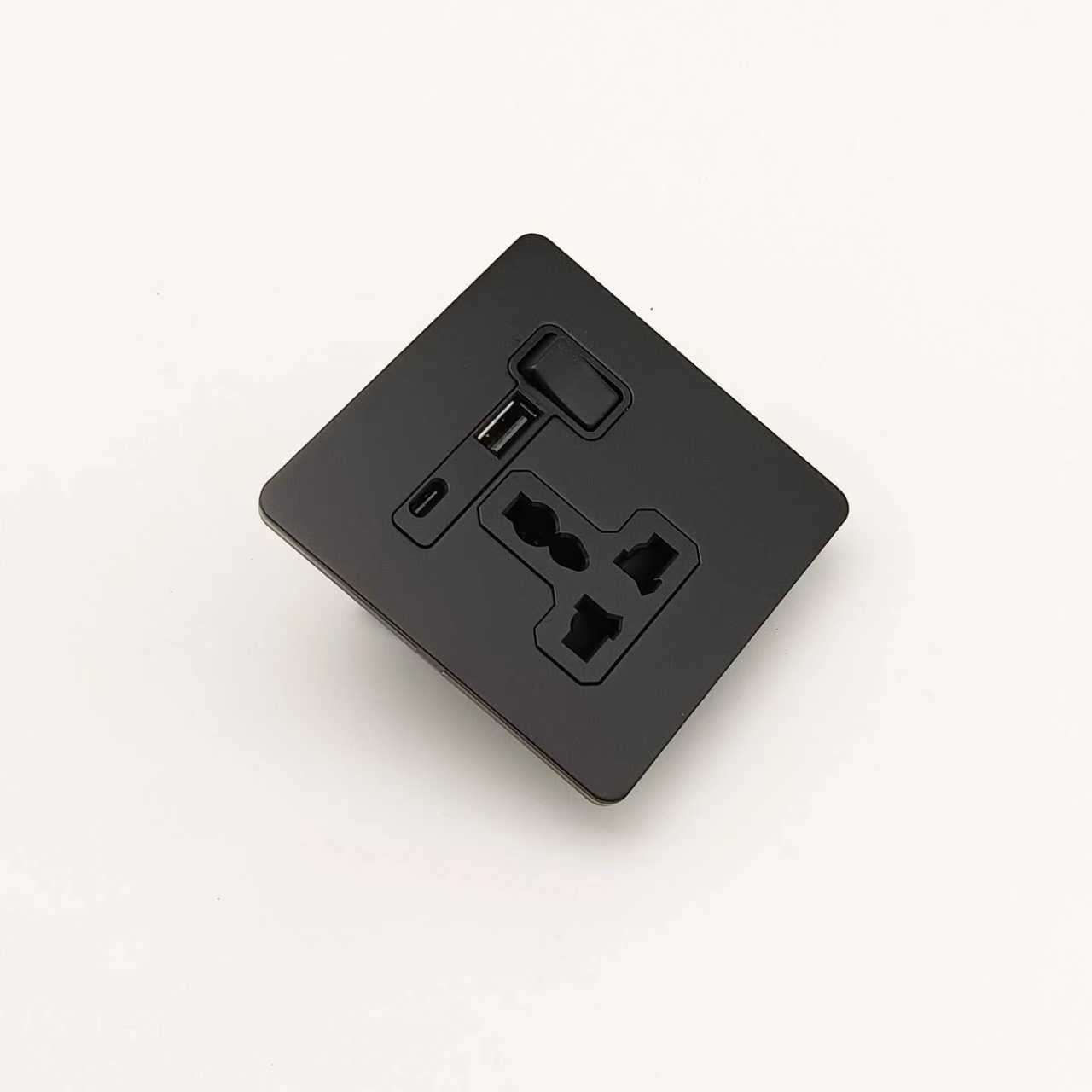 SMARTFY B Series Wall Socket with USB Type-A & Type-C – Black Stainless Steel - Image 2